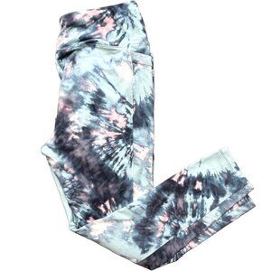 EUC T by Talbots Tie Dye Leggings Size XL - blue pink and white - SPF protection